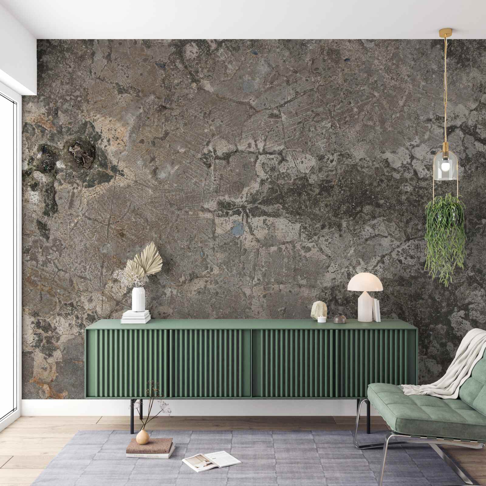 Papier peint roche granitique grise