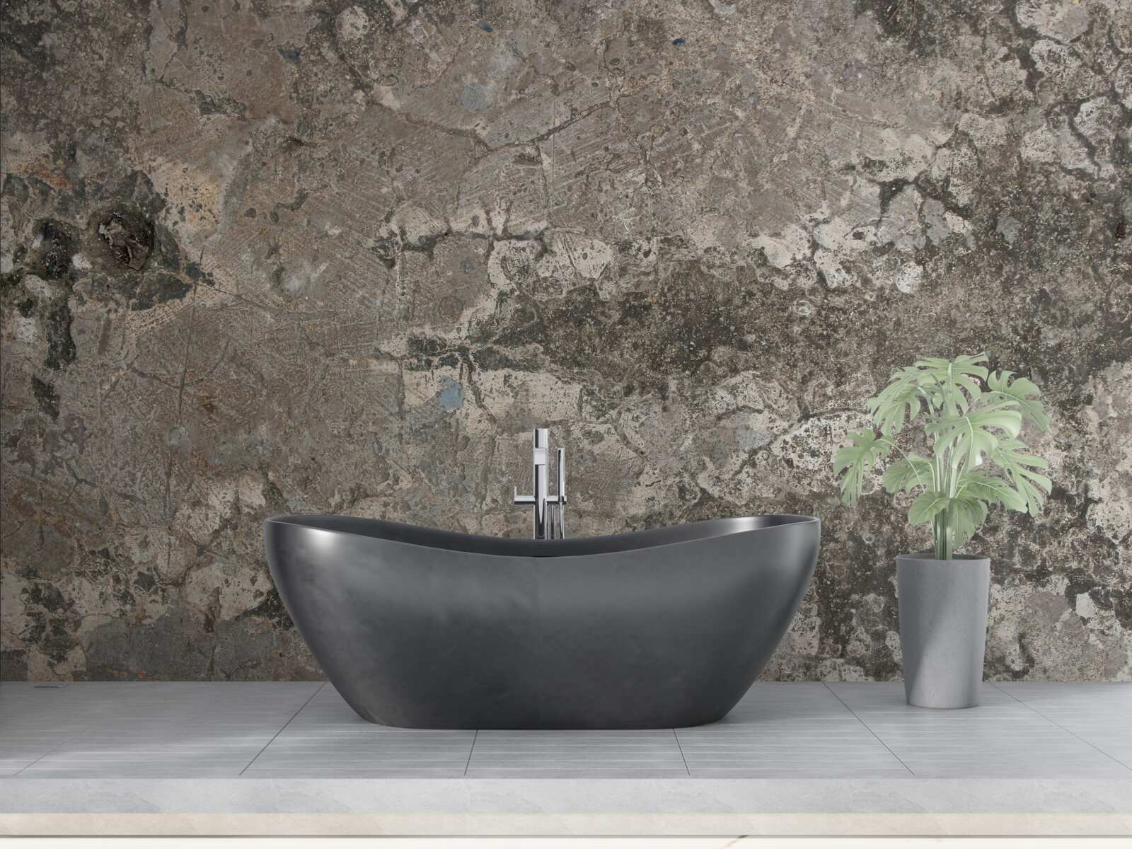 Papier peint roche granitique grise