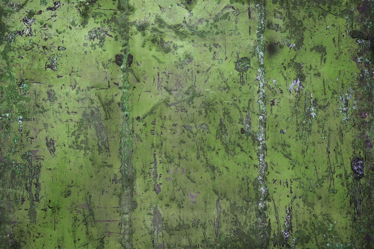 Papier peint Mur recouvert de rouille verte