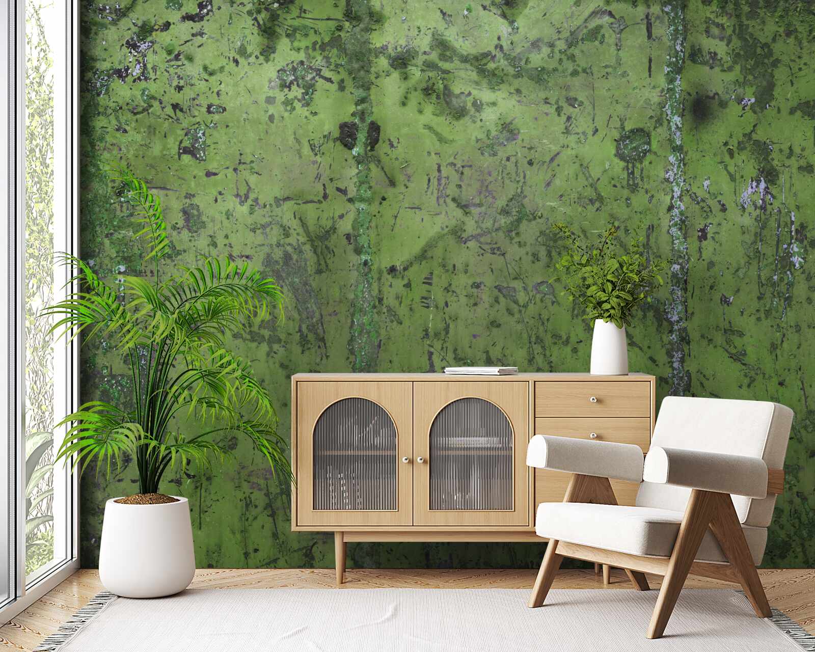 Papier peint Mur recouvert de rouille verte