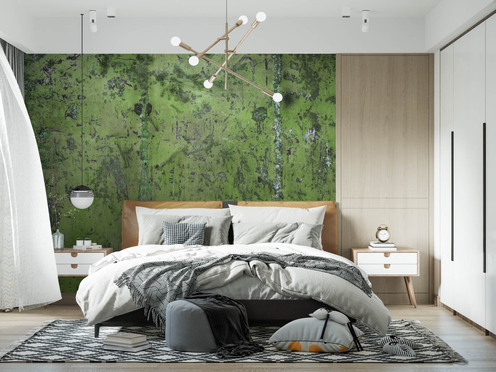 Papier peint Mur recouvert de rouille verte