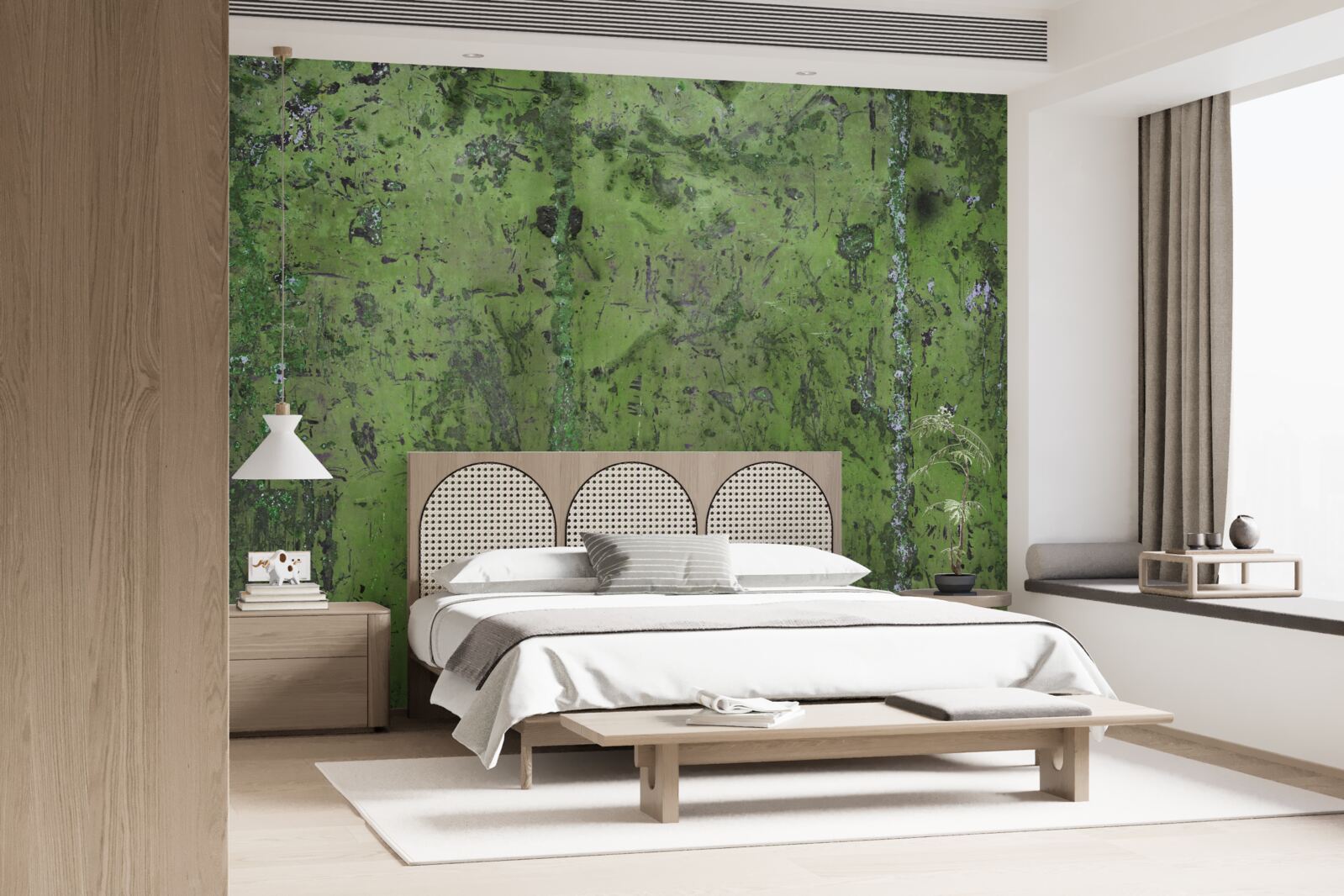 Papier peint Mur recouvert de rouille verte