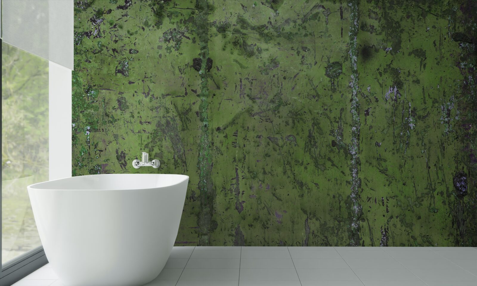 Papier peint Mur recouvert de rouille verte