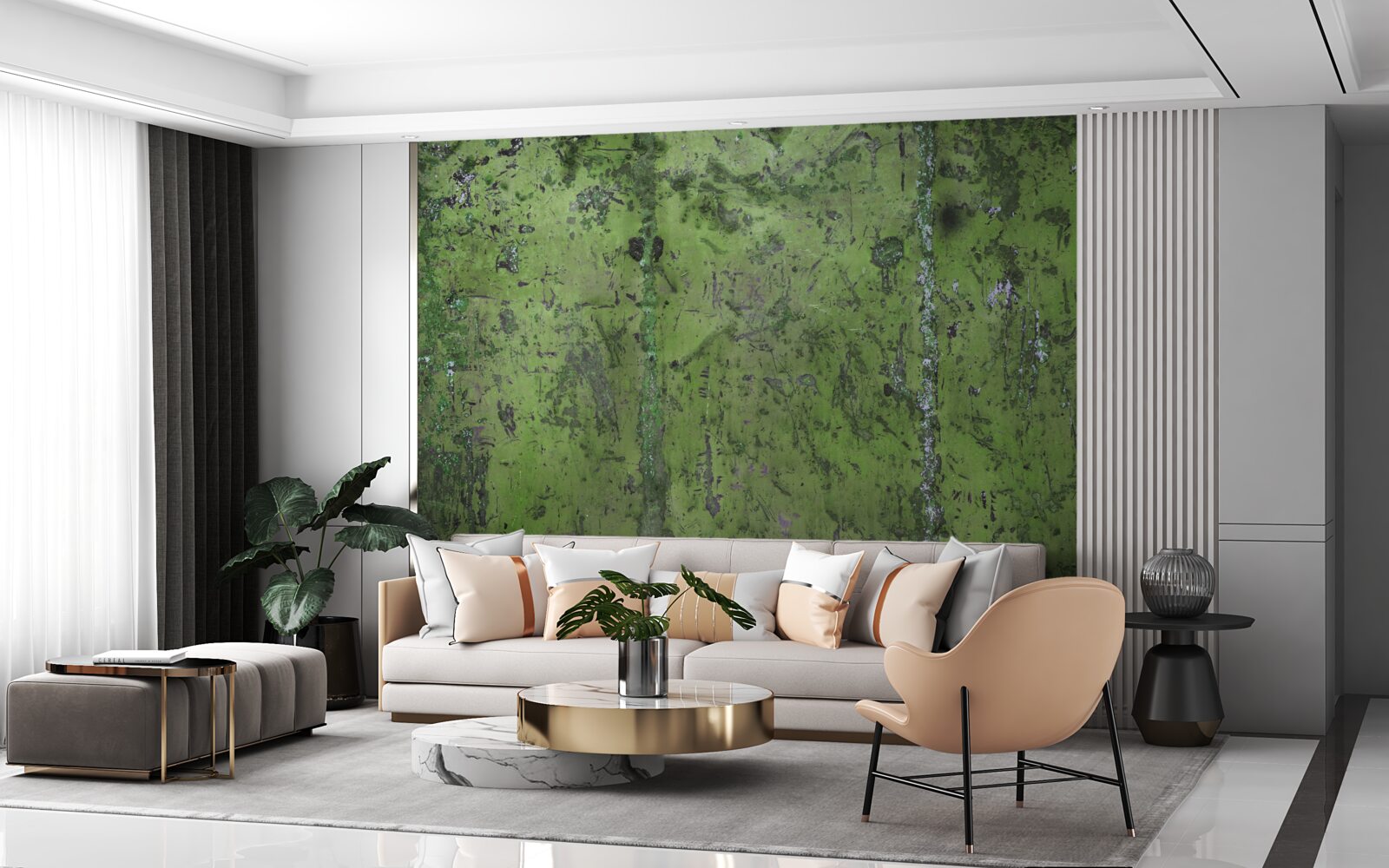 Papier peint Mur recouvert de rouille verte