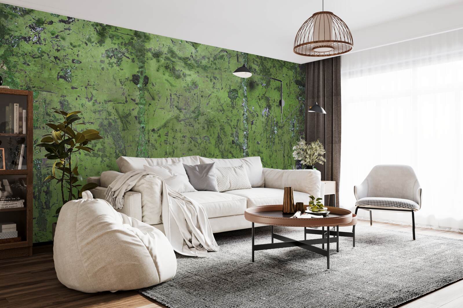 Papier peint Mur recouvert de rouille verte