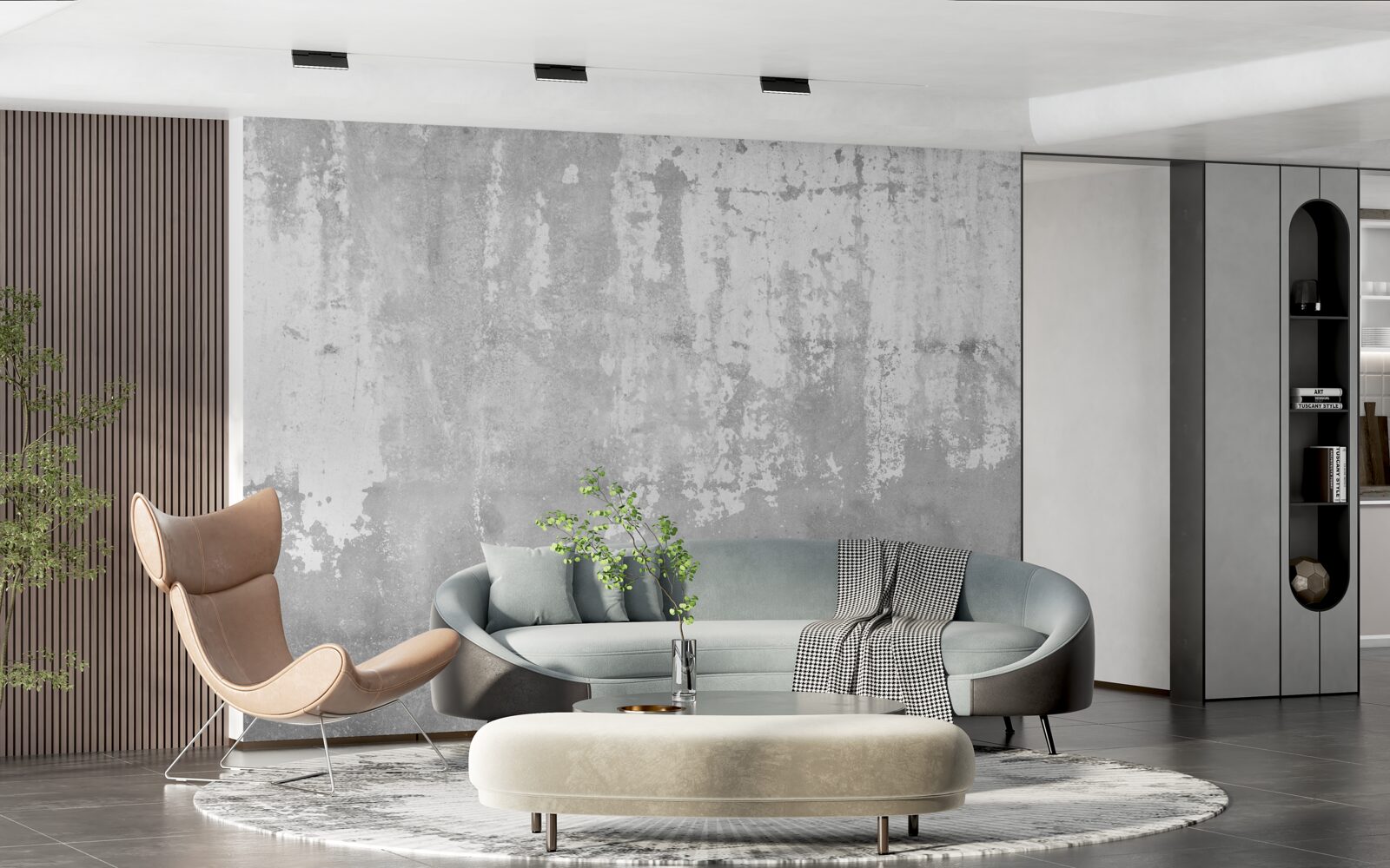 Papier peint à l'extérieur de la maison, un mur gris