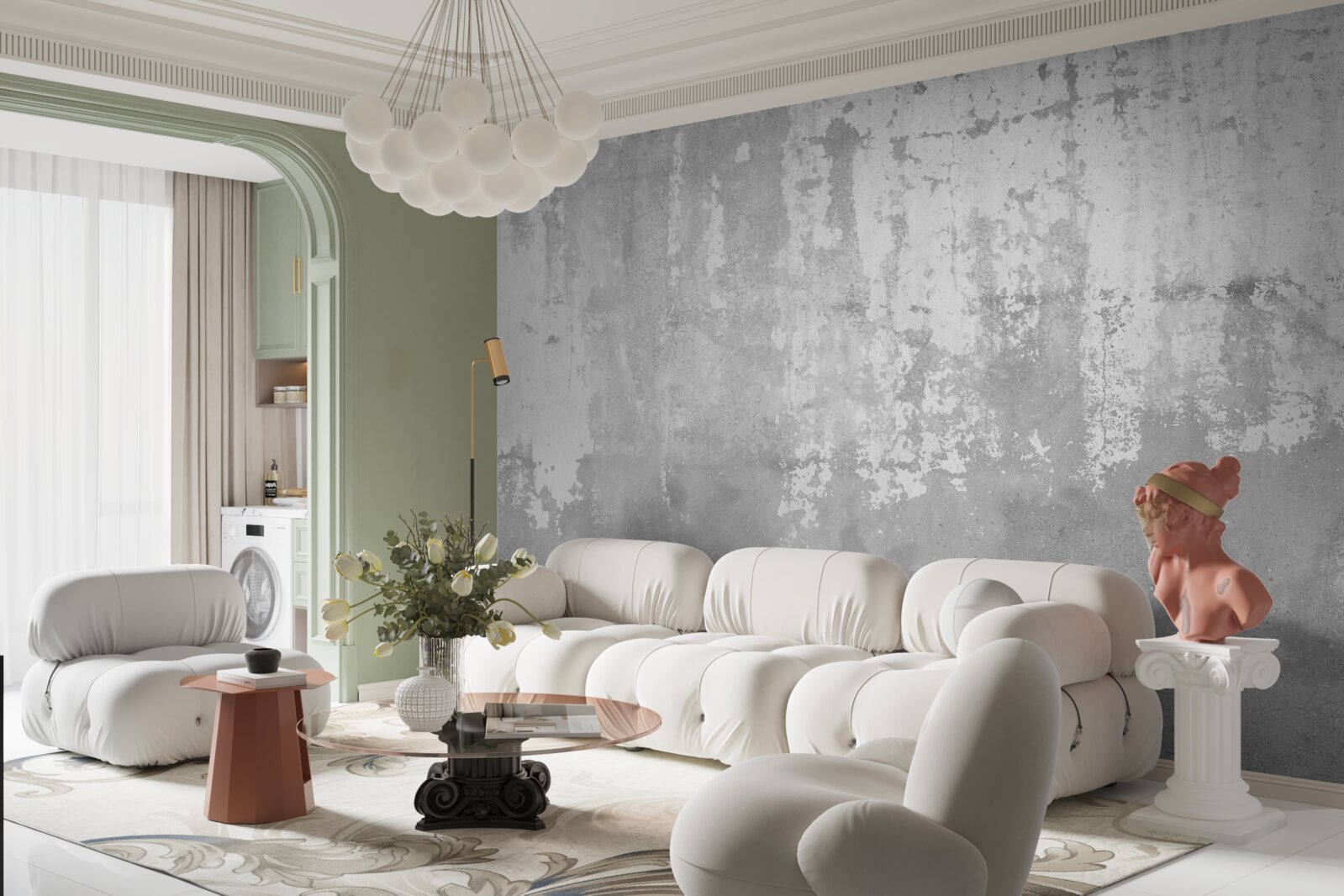 Papier peint à l'extérieur de la maison, un mur gris