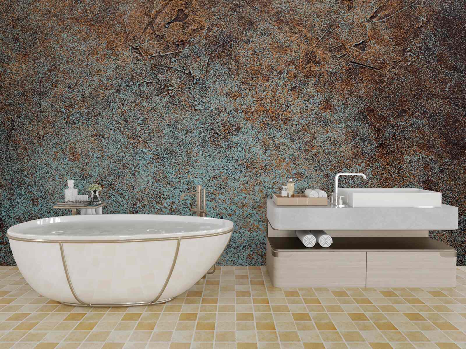 Papier peint revêtement en fer oxydé foncé