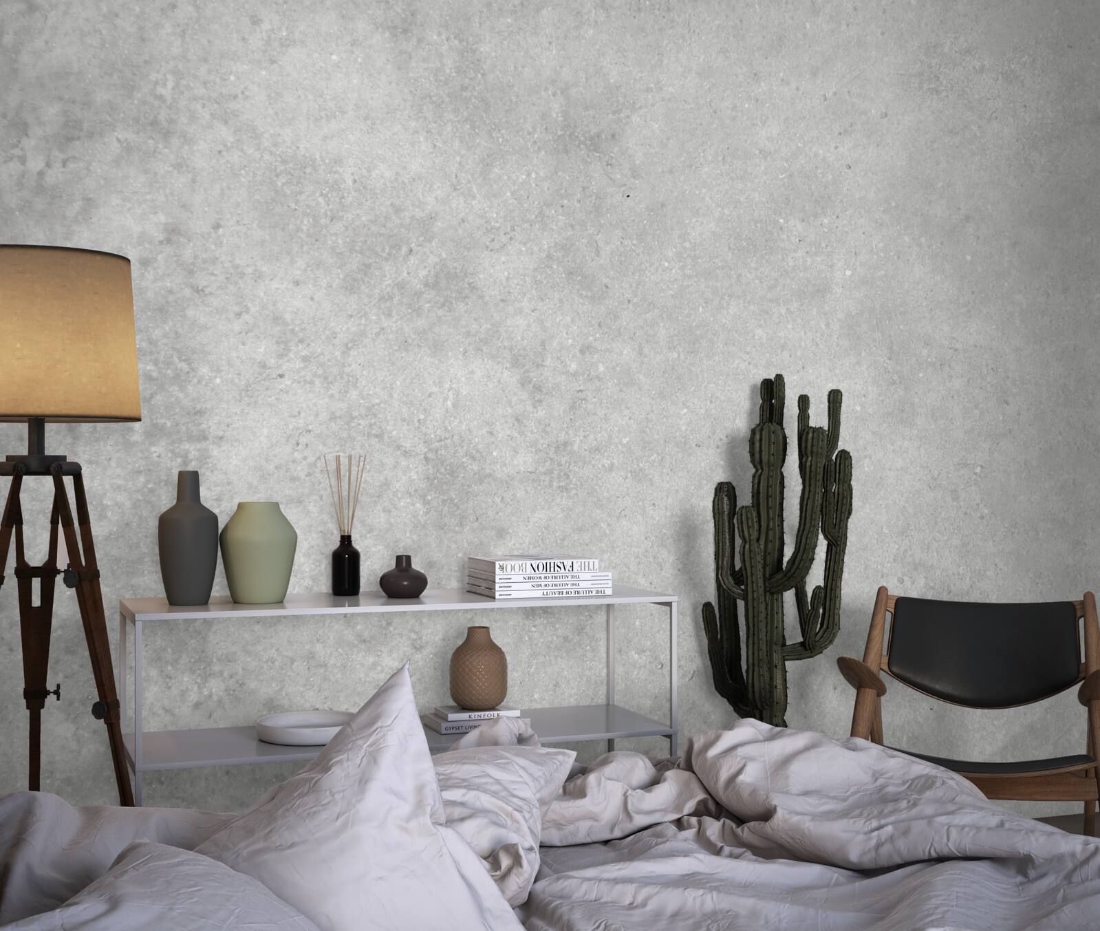 Papier peint Le mur est en béton de couleur gris clair.