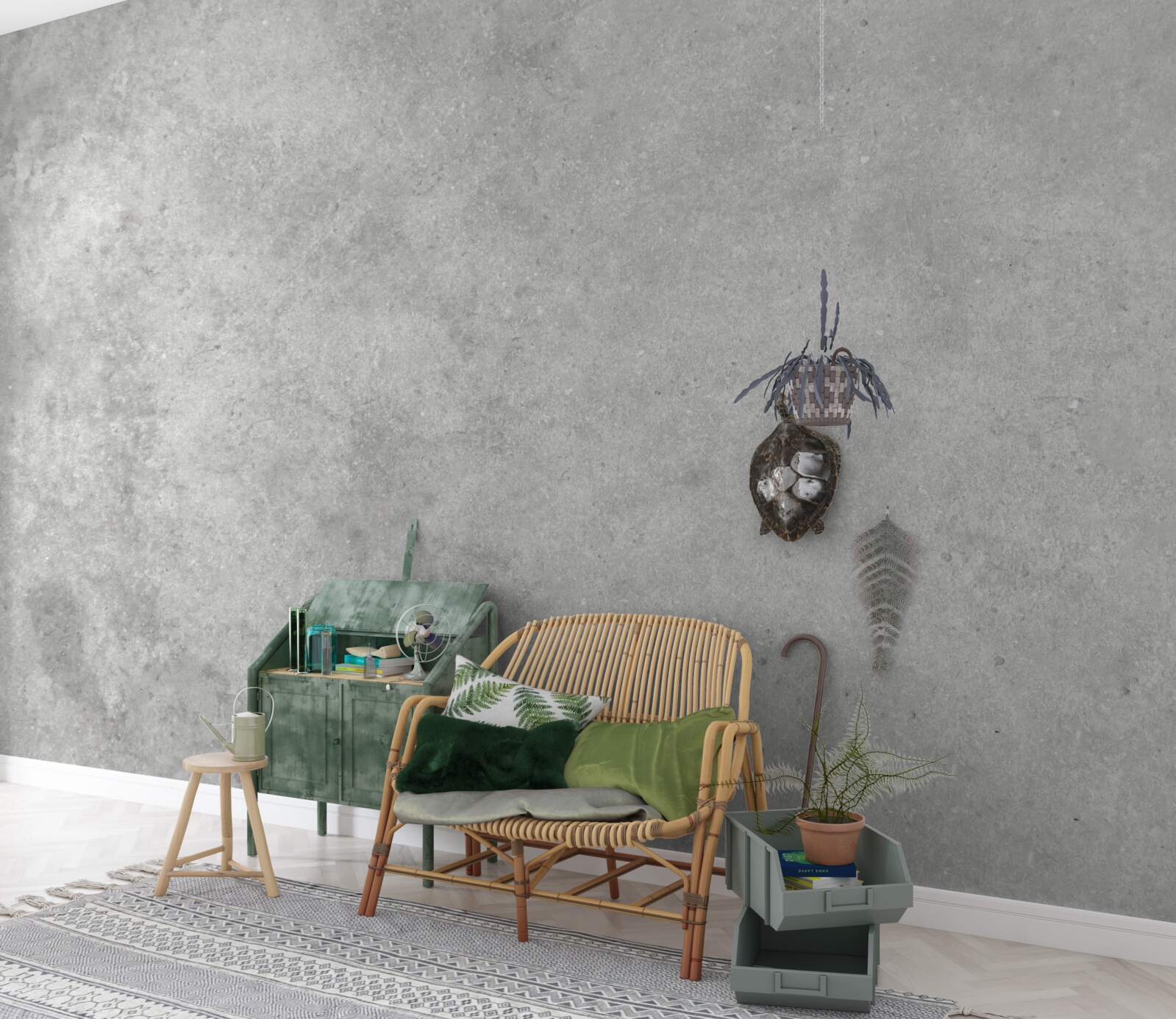 Papier peint Le mur est en béton de couleur gris clair.