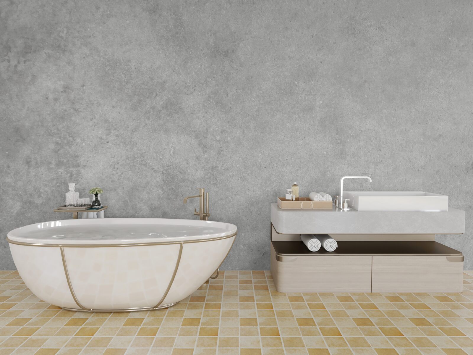 Papier peint Le mur est en béton de couleur gris clair.