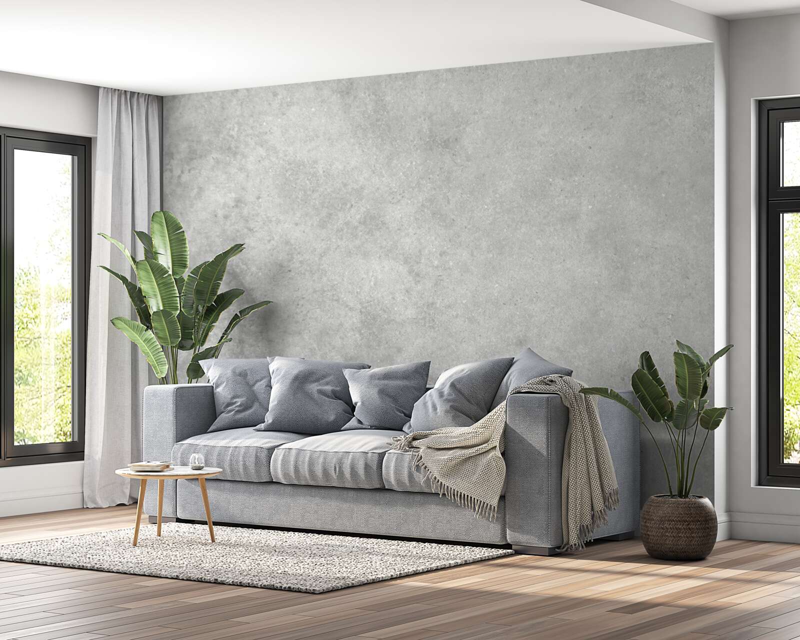 Papier peint Le mur est en béton de couleur gris clair.