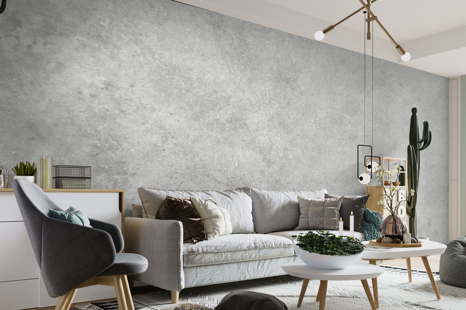 Papier peint Le mur est en béton de couleur gris clair.