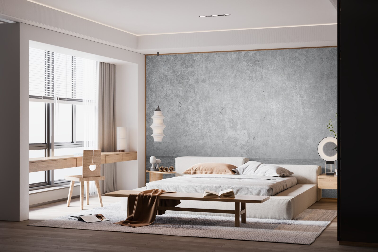 Papier peint mur en béton gris clair