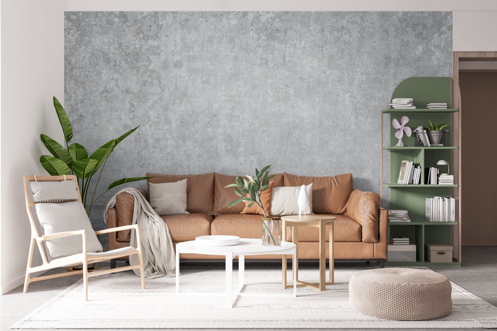 Papier peint mur en béton gris clair