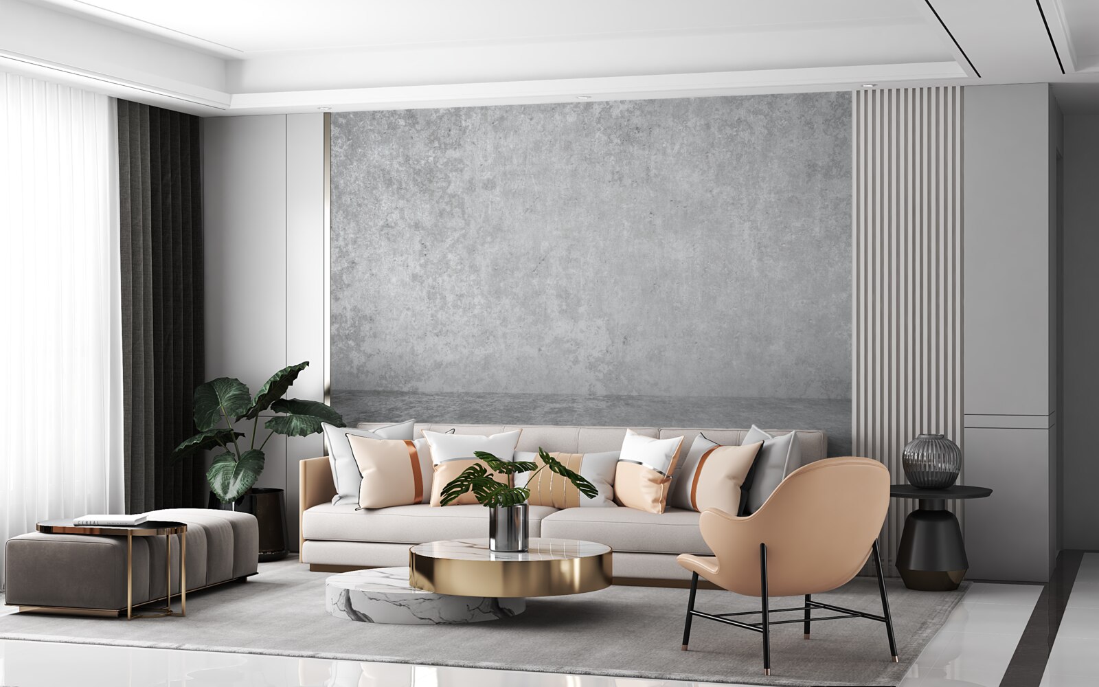 Papier peint mur en béton gris clair