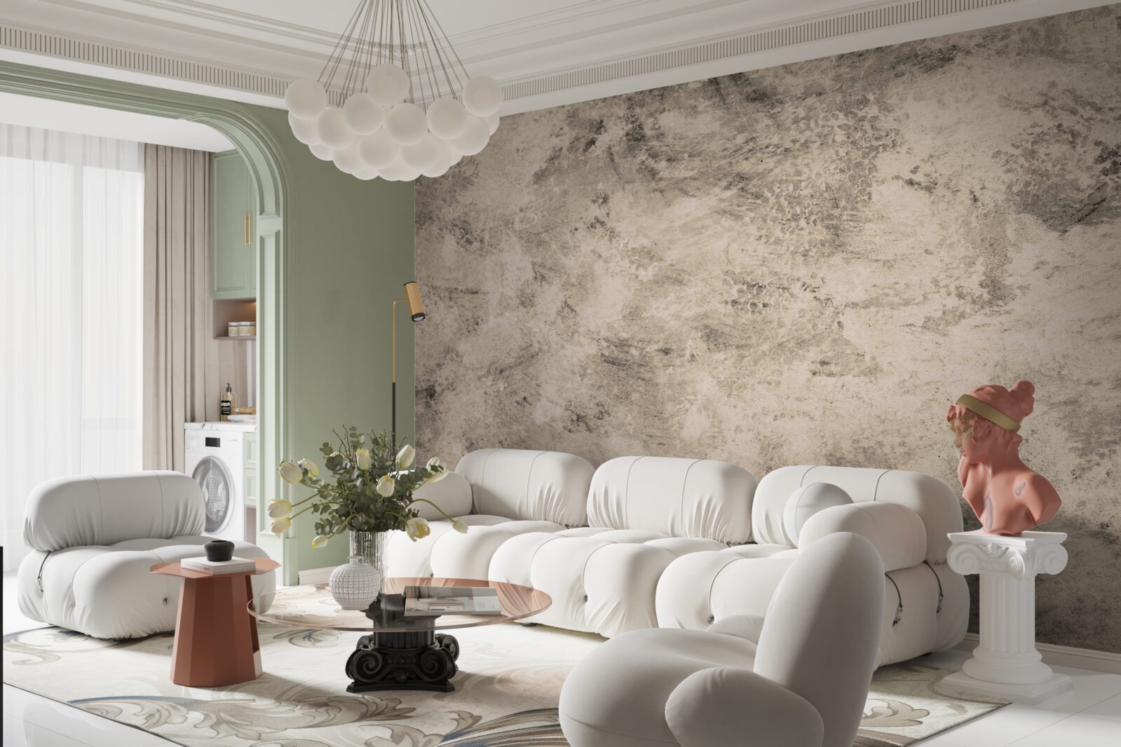 Papier peint construction de barrières en béton