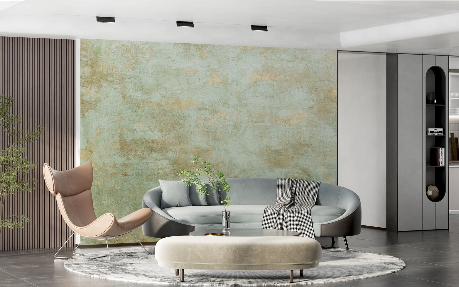 Papier peint or avec kaki