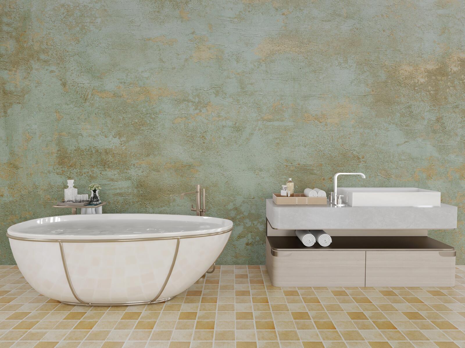 Papier peint or avec kaki