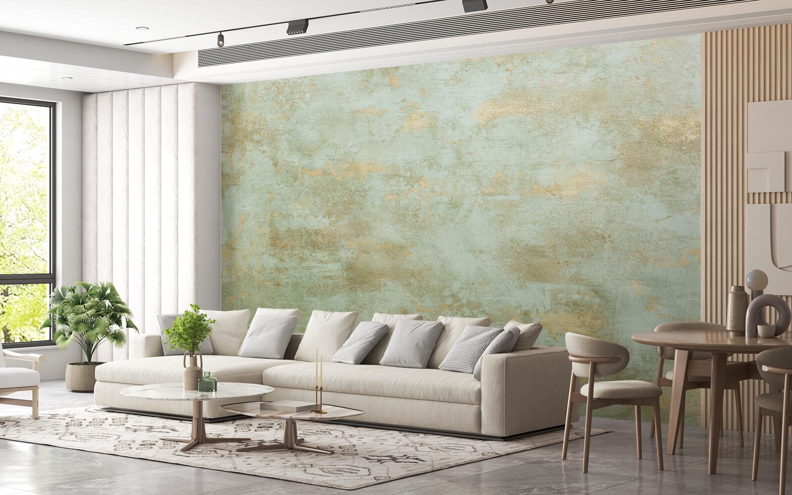 Papier peint or avec kaki