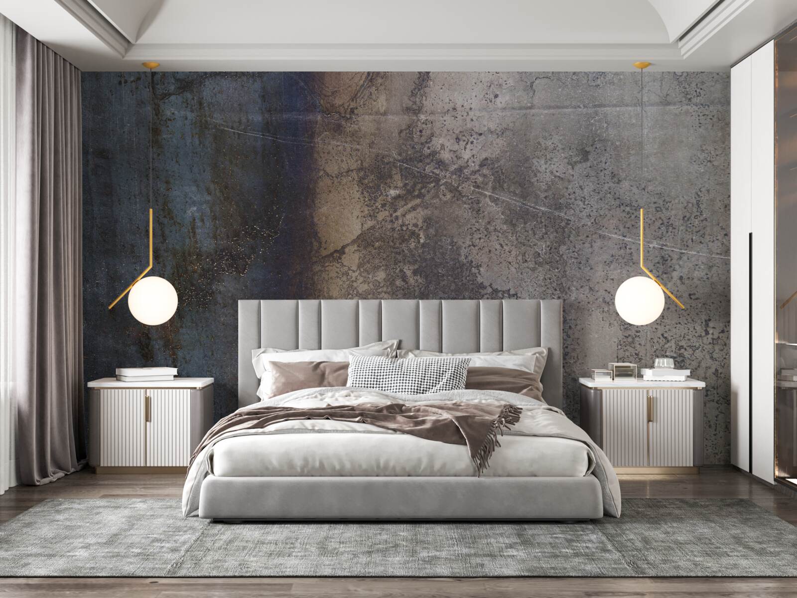 Papier peint construction en métal foncé