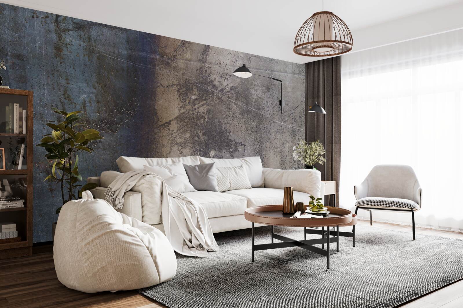 Papier peint construction en métal foncé