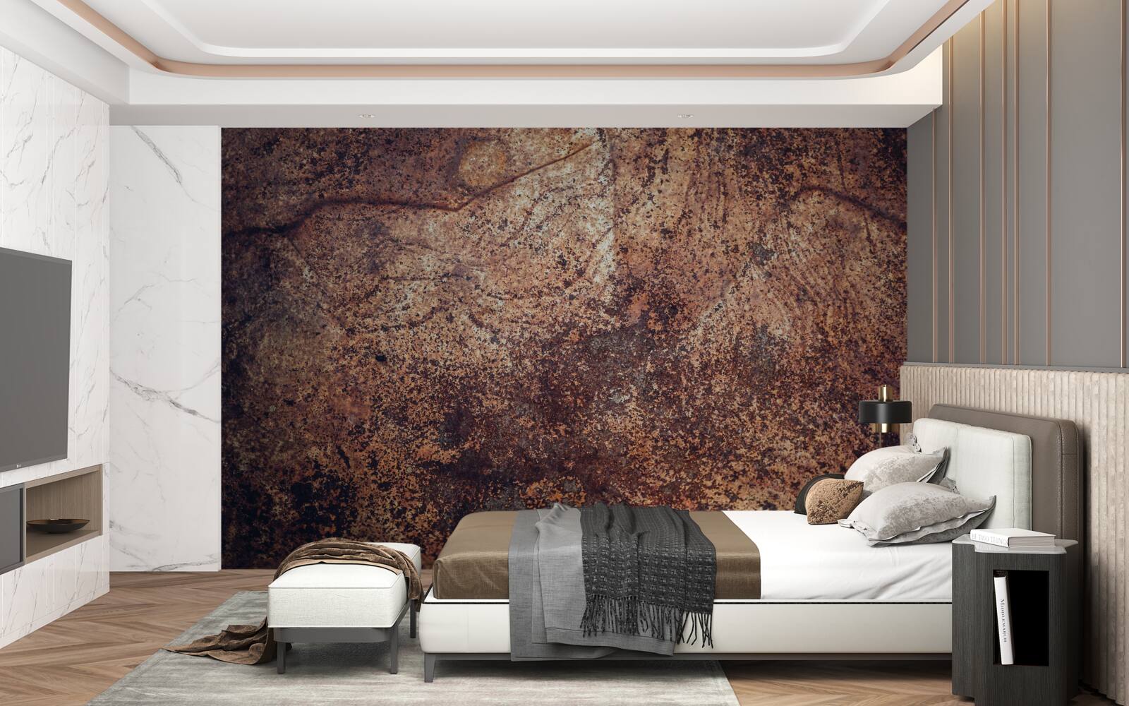 Papier peint des zones de rouille assombries