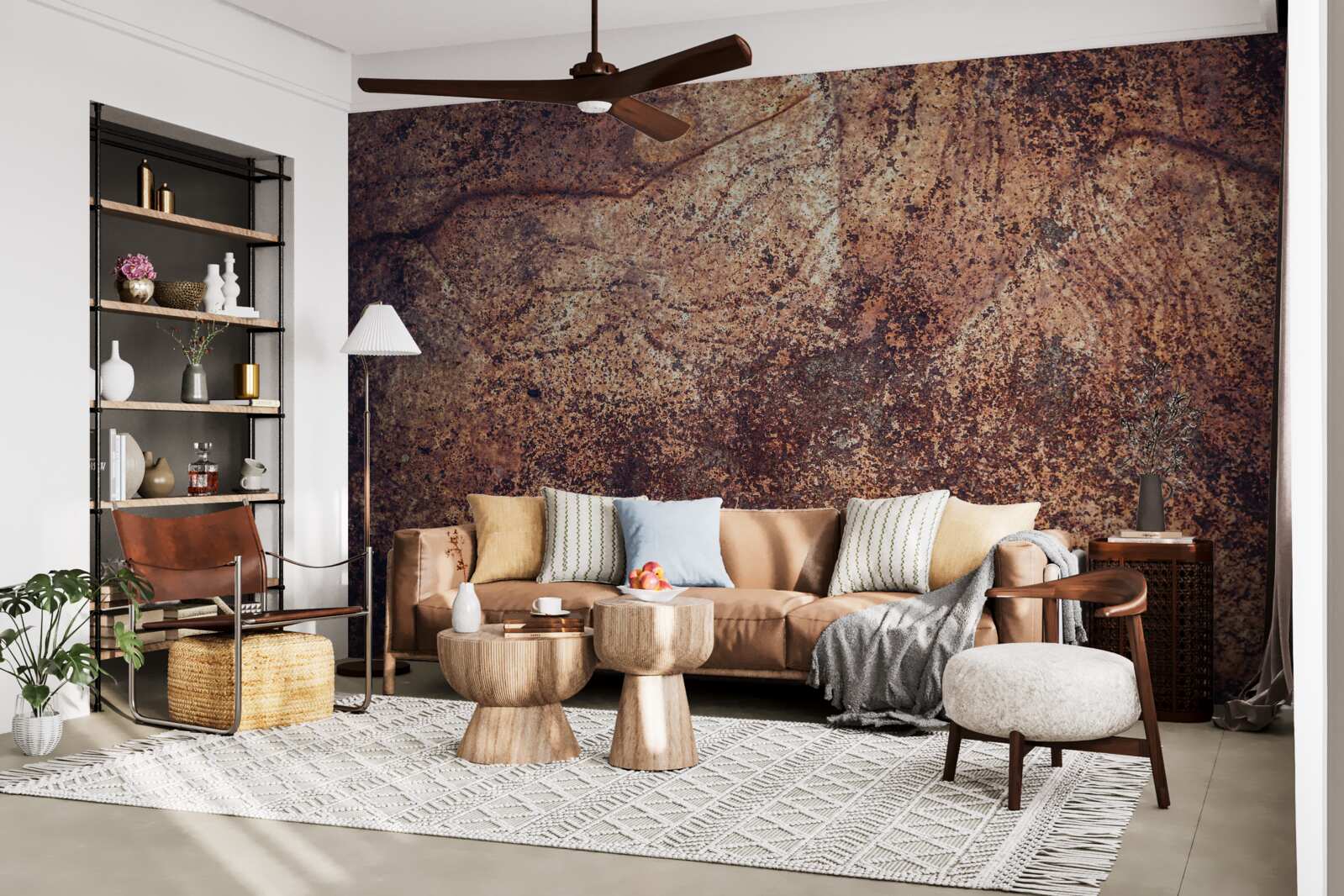 Papier peint des zones de rouille assombries