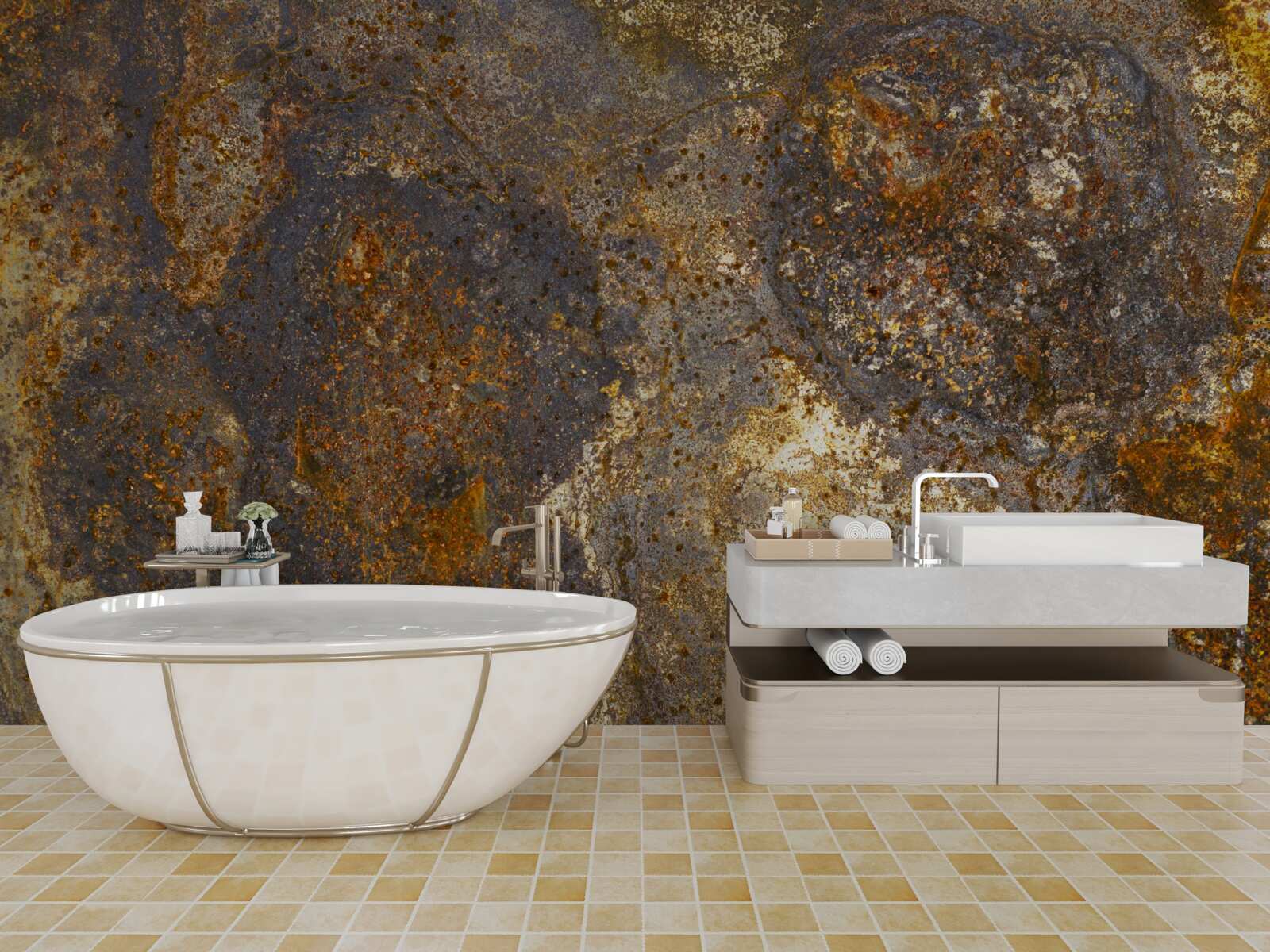 Papier peint la peinture est craquelée et commence à s'écailler