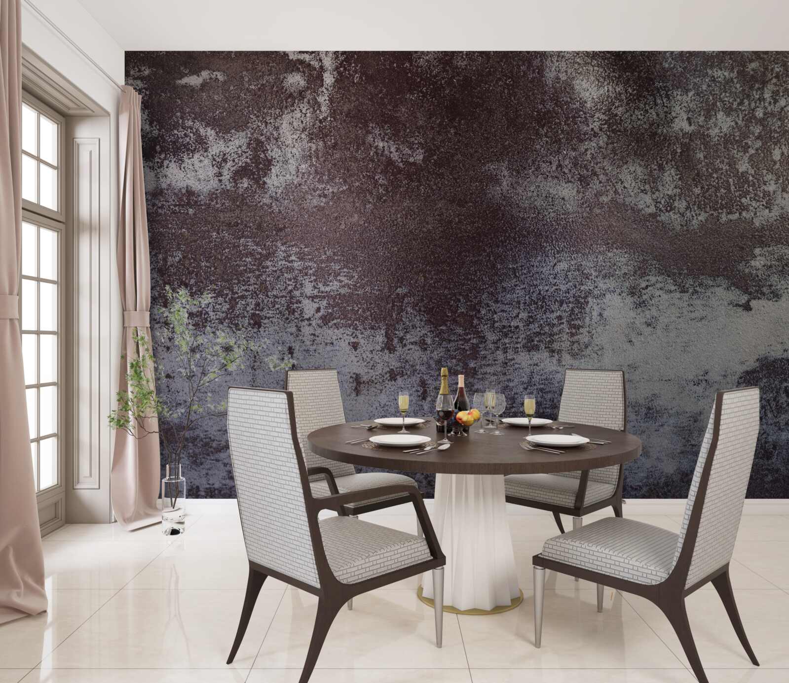 Papier peint métal gris dans un style vintage