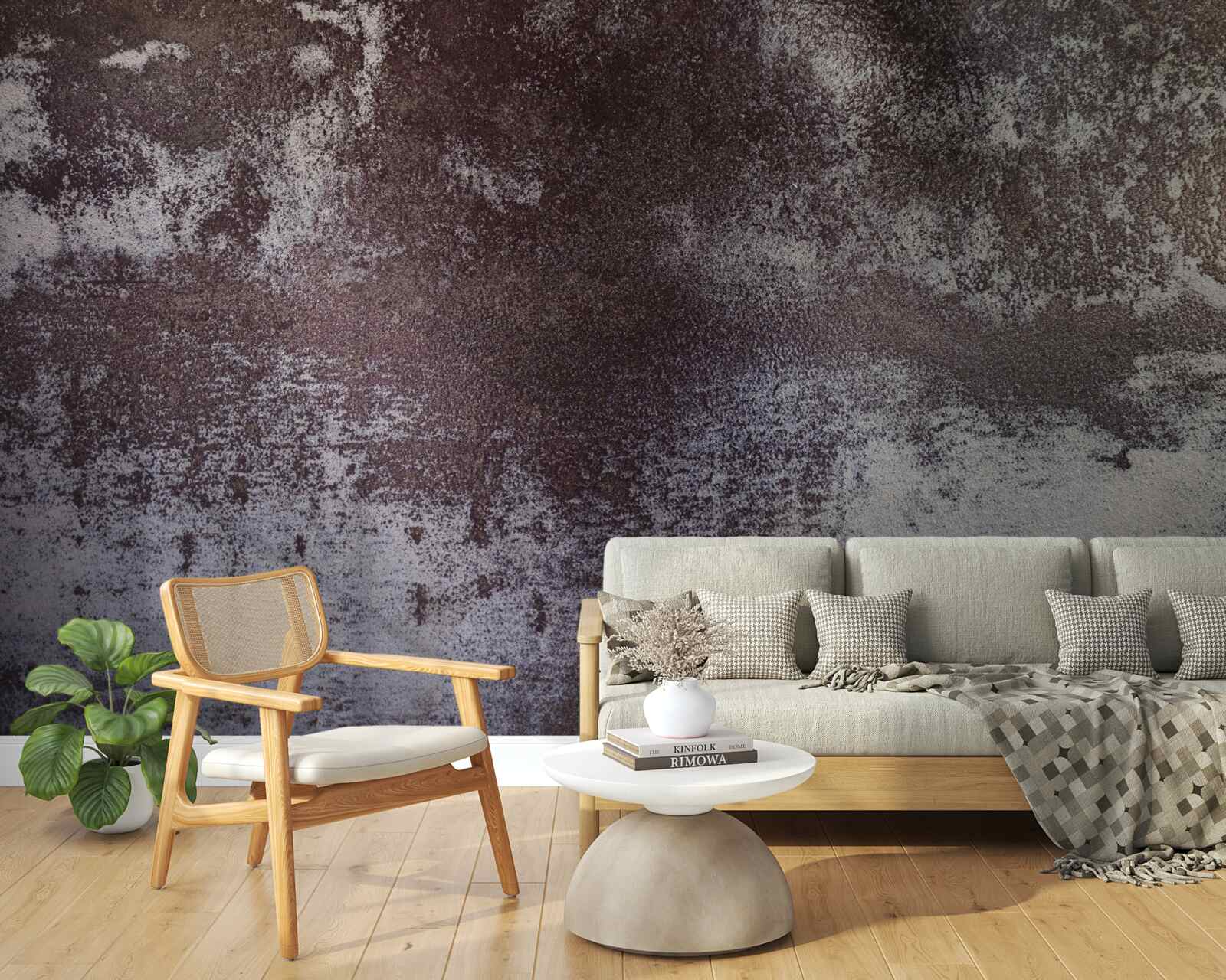 Papier peint métal gris dans un style vintage