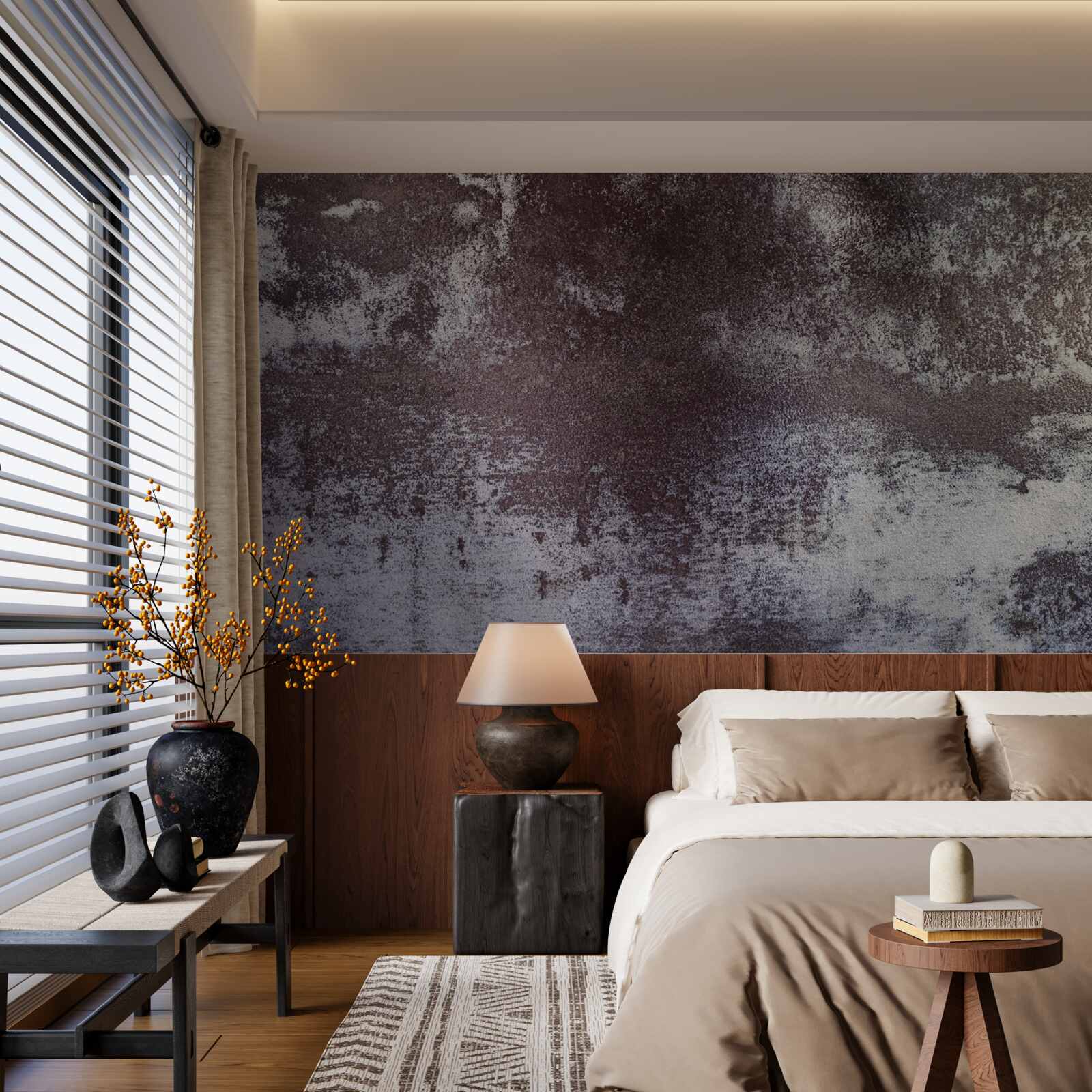 Papier peint métal gris dans un style vintage