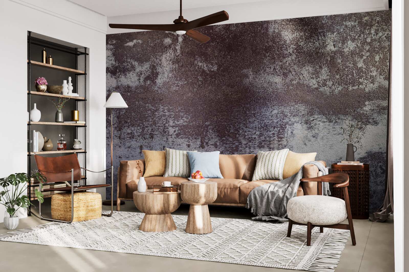 Papier peint métal gris dans un style vintage