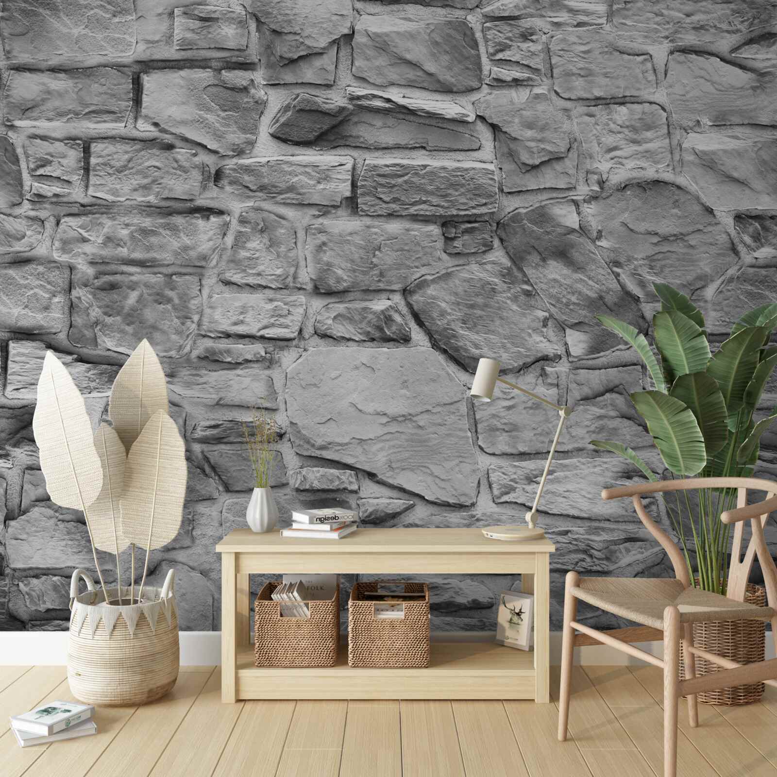 Papier peint la pierre grise plate forme un mur