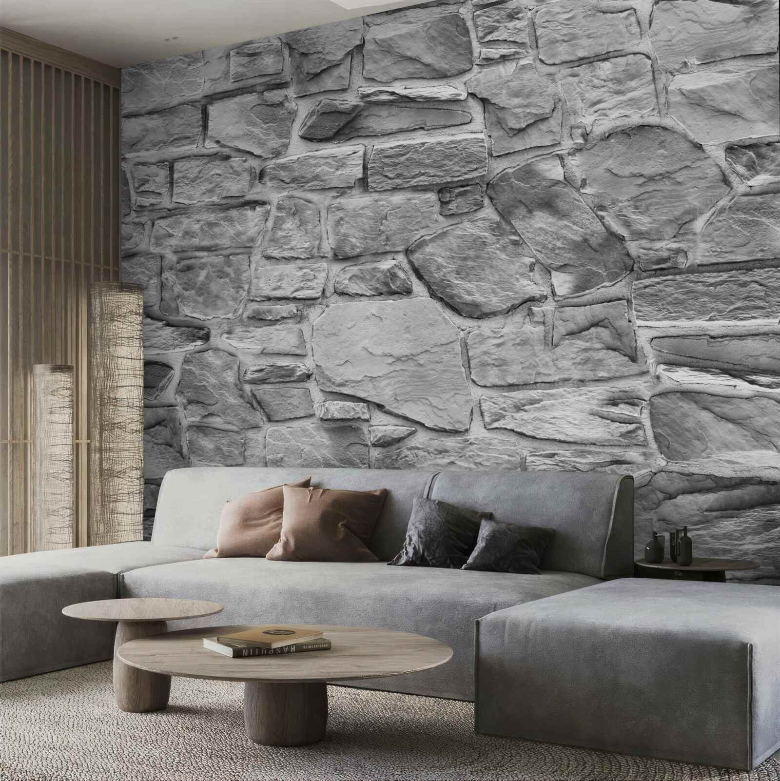 Papier peint la pierre grise plate forme un mur