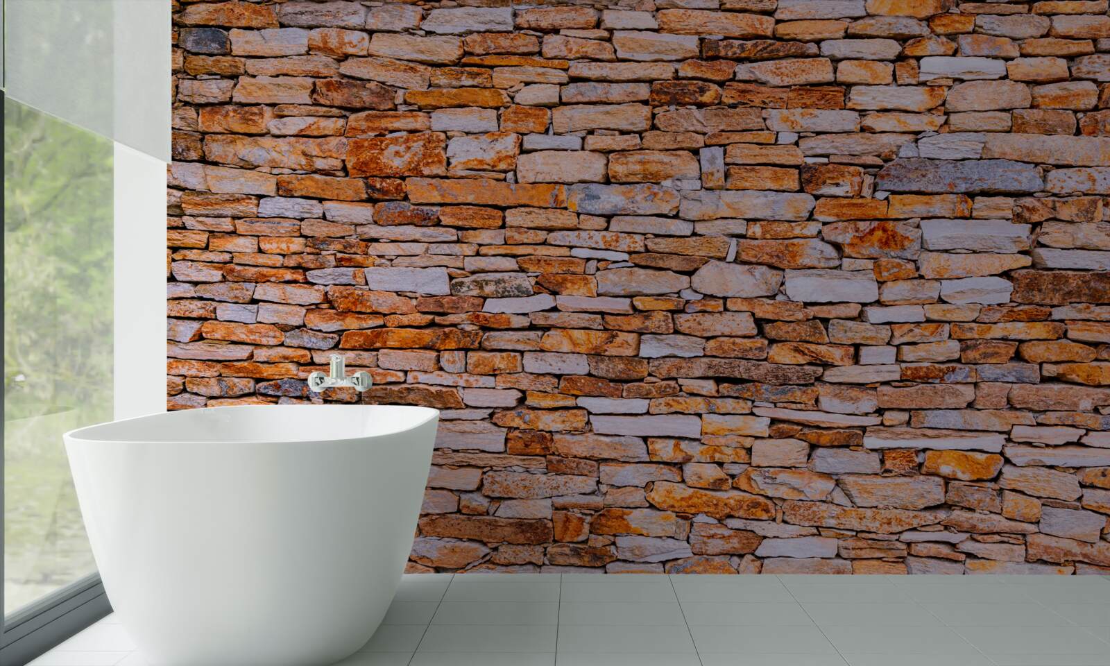 Papier peint clôture longitudinale en pierre brune