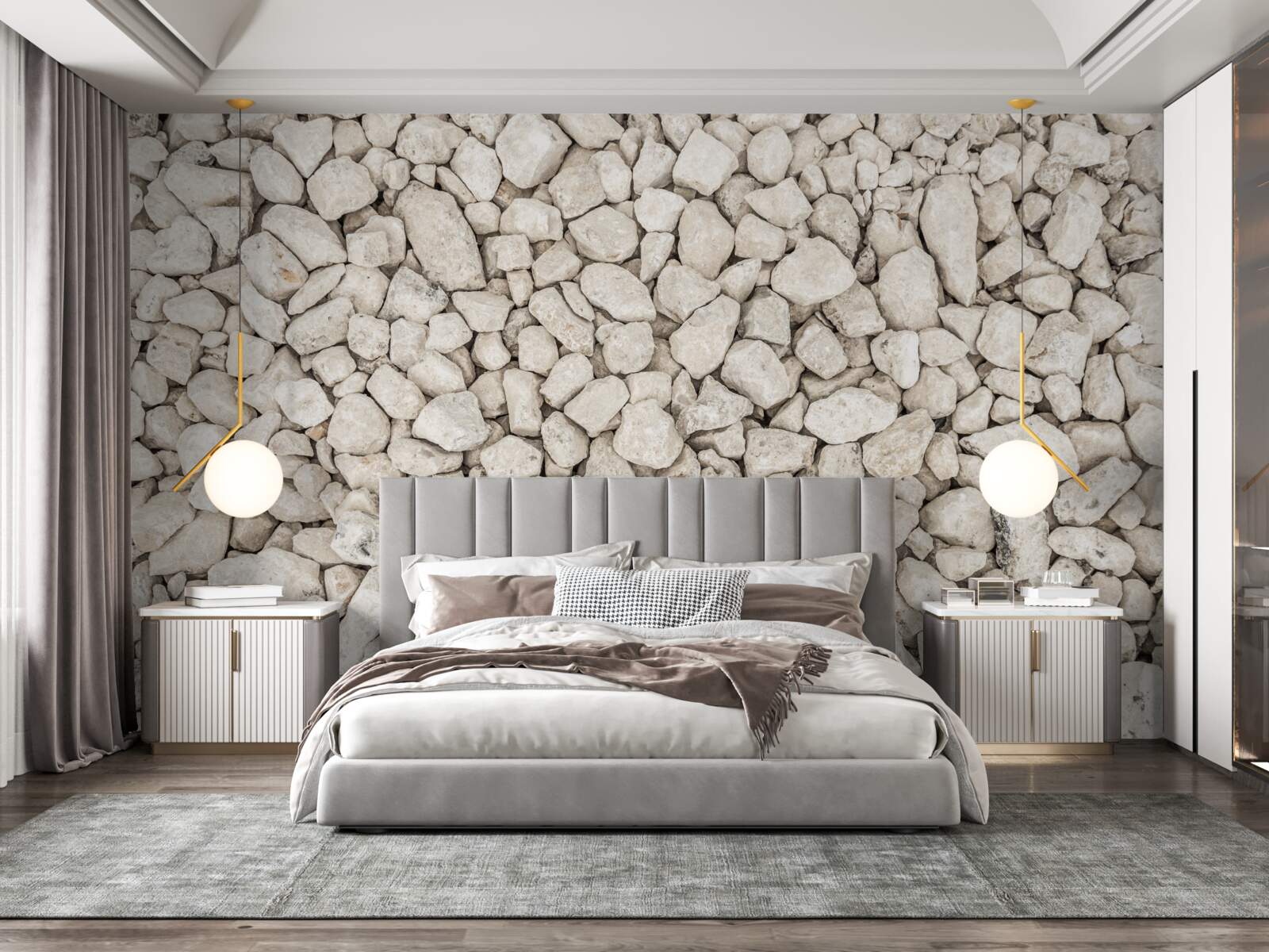 Papier peint Gravier blanc de différentes tailles