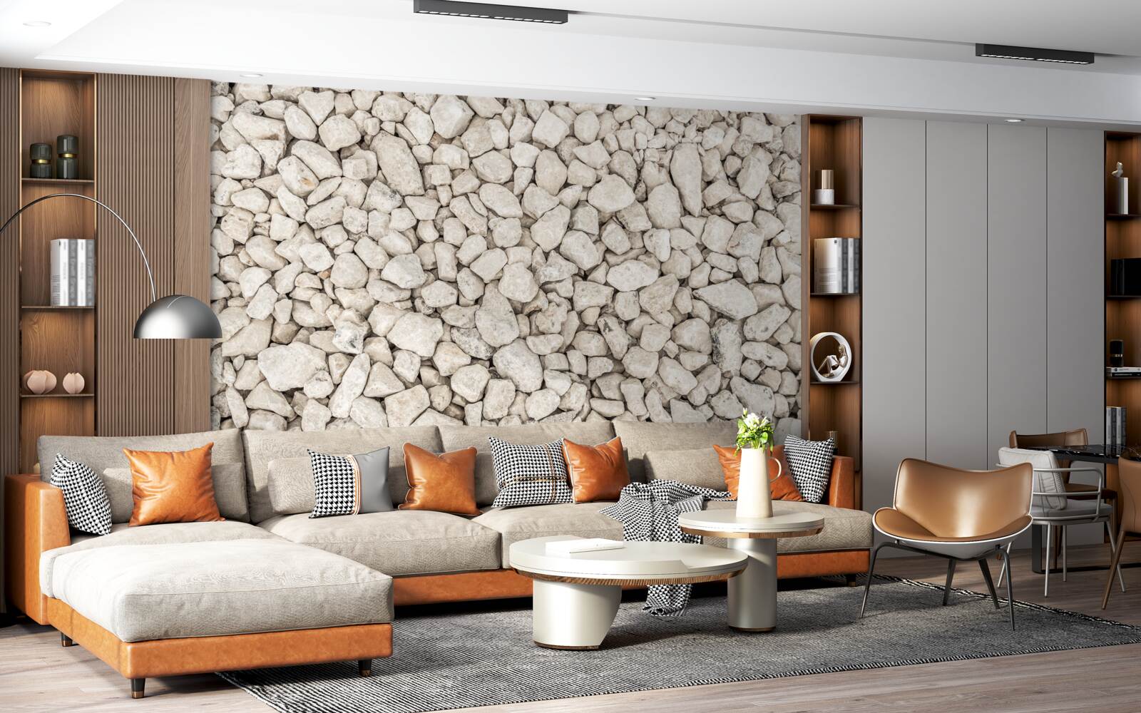 Papier peint Gravier blanc de différentes tailles