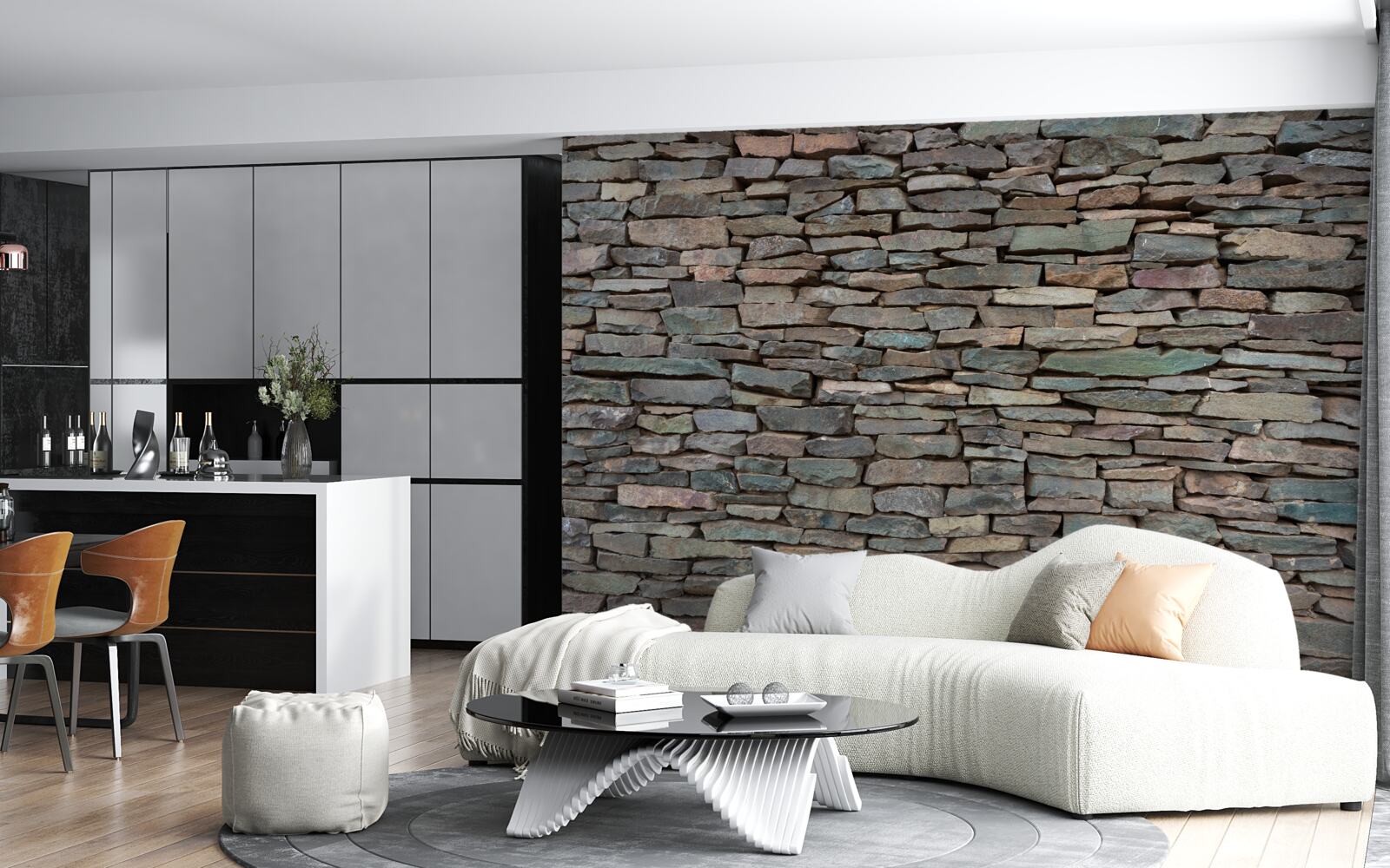 Papier peint pose longitudinale de pierres