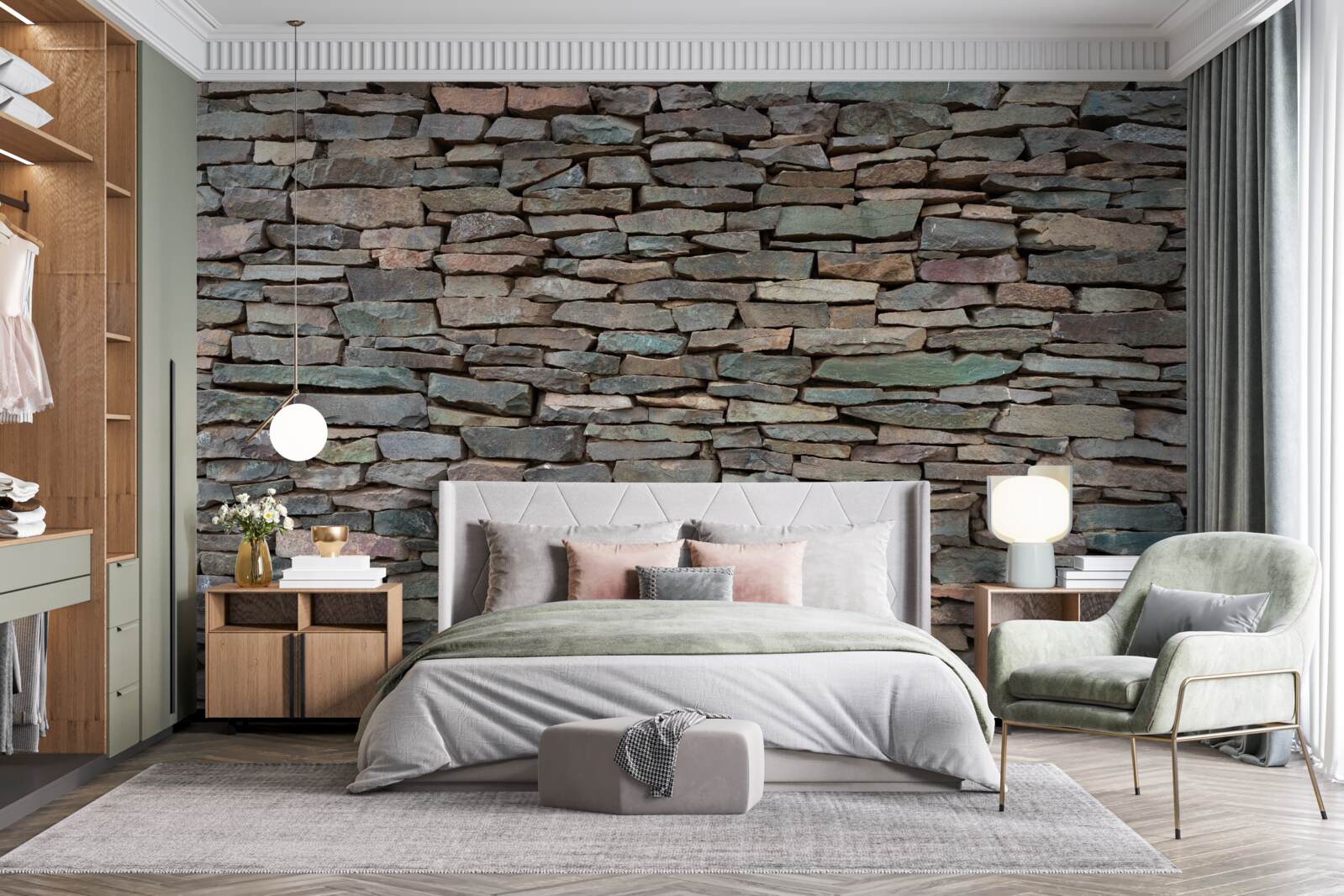 Papier peint pose longitudinale de pierres