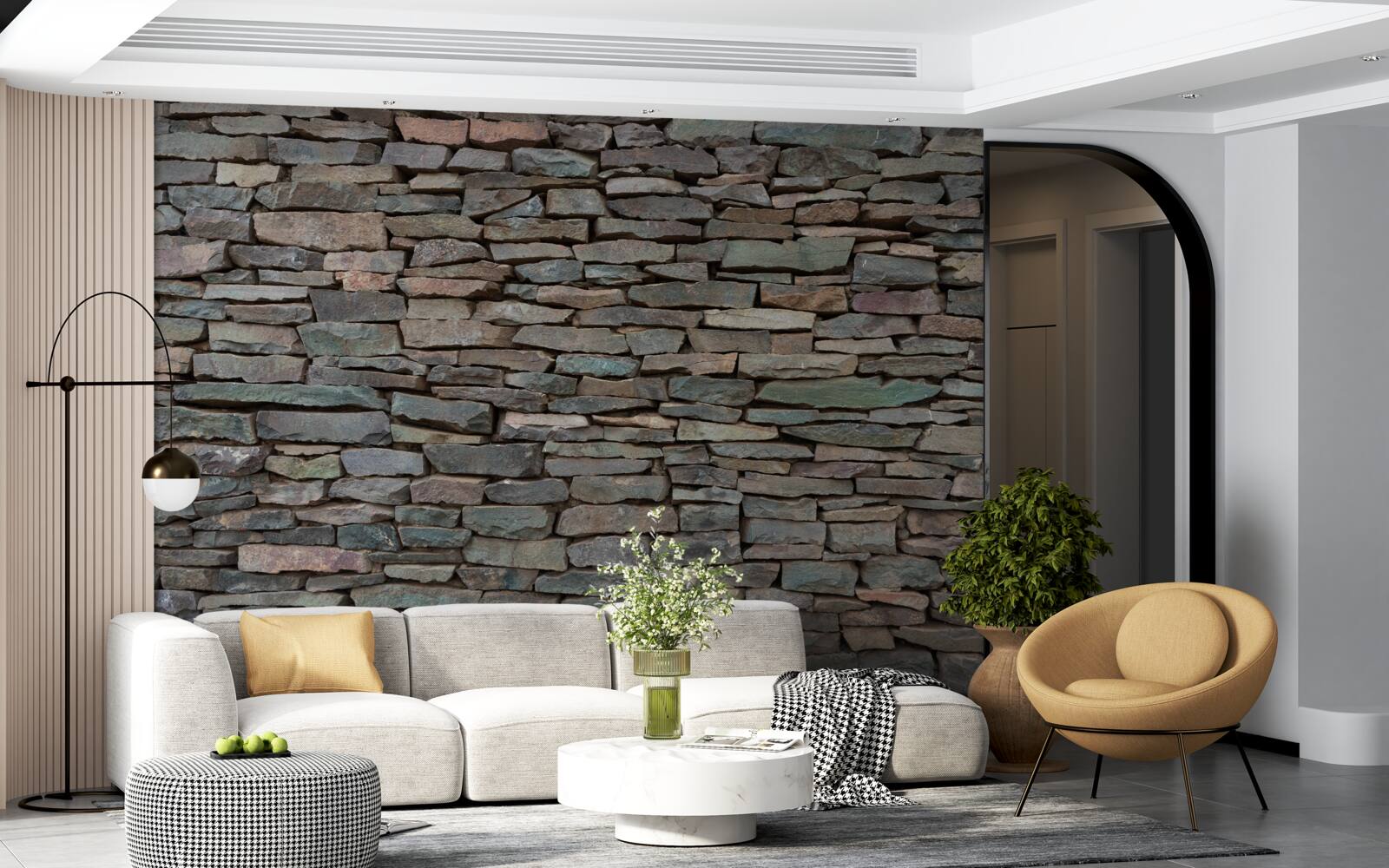 Papier peint pose longitudinale de pierres