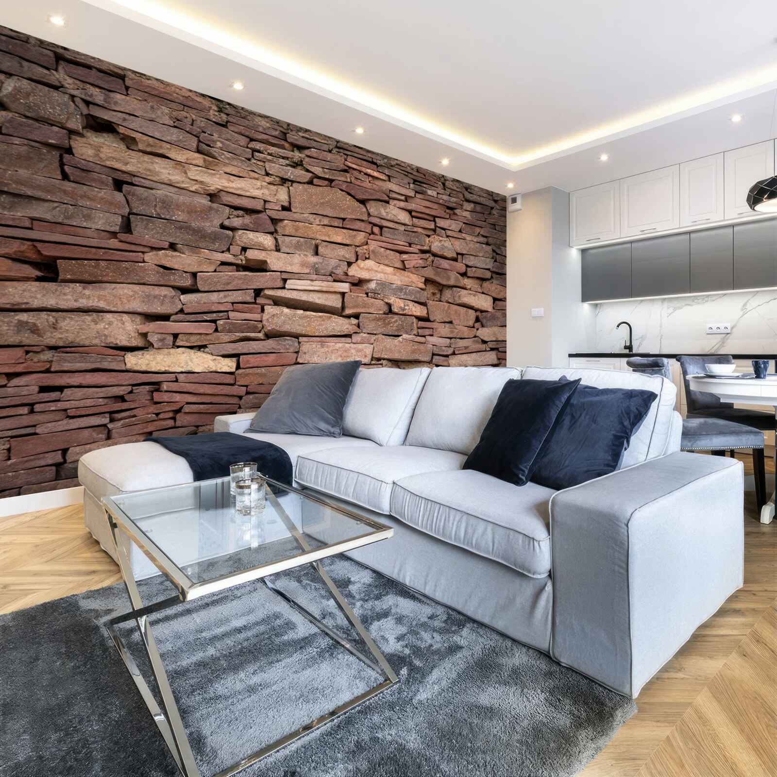 Papier peint barrière de pierre brune à texture irrégulière