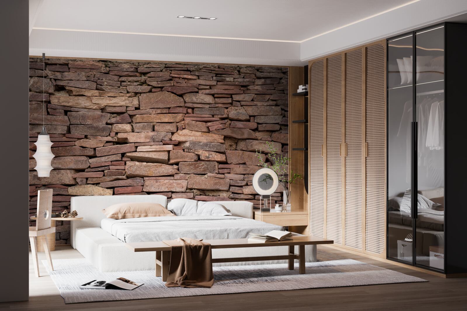 Papier peint barrière de pierre brune à texture irrégulière