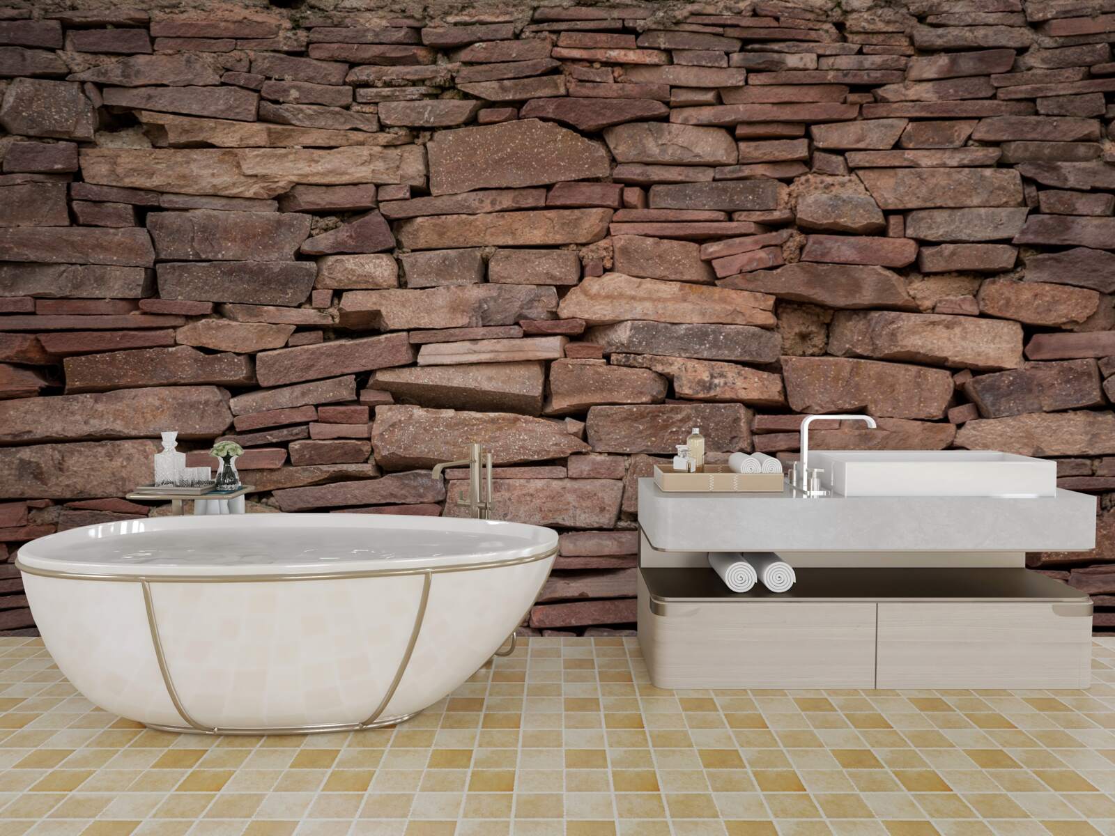 Papier peint barrière de pierre brune à texture irrégulière