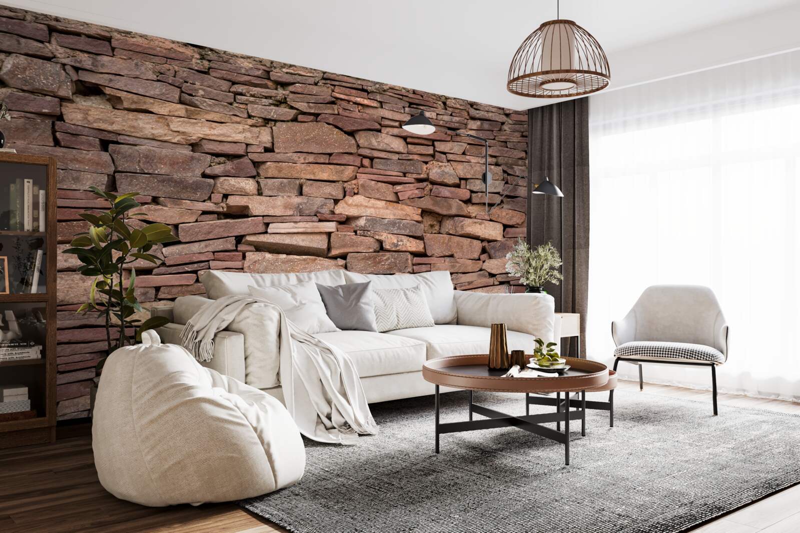 Papier peint barrière de pierre brune à texture irrégulière