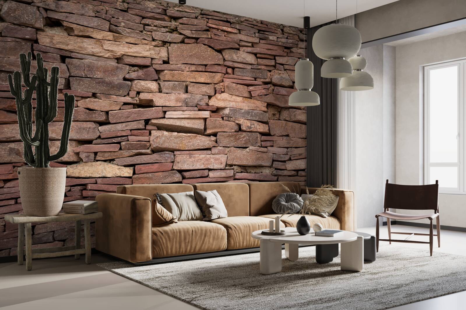 Papier peint barrière de pierre brune à texture irrégulière