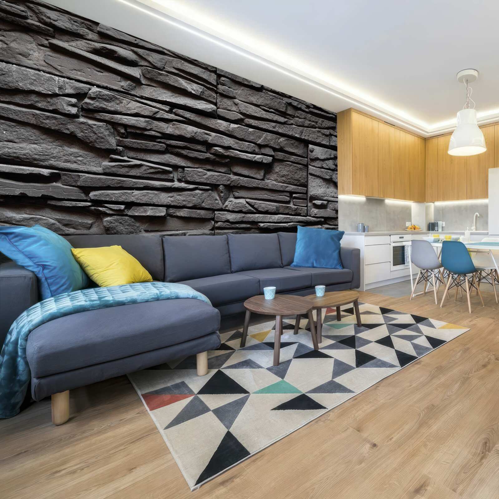 Papier peint pierre oblongue gris foncé