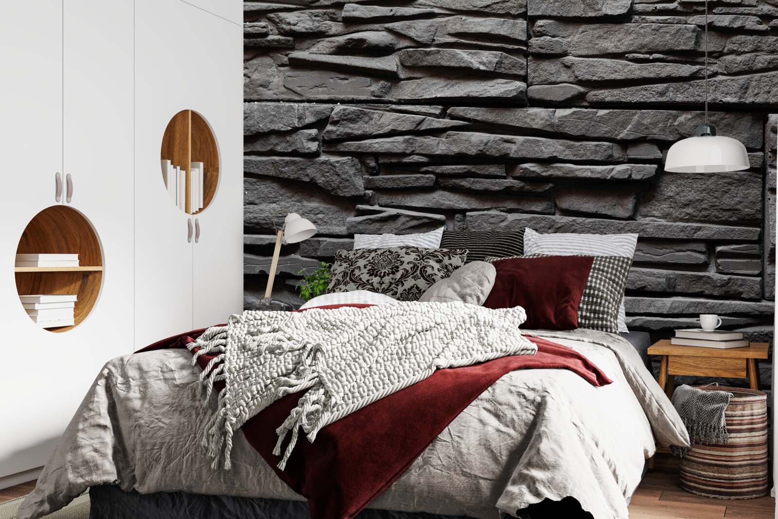 Papier peint pierre oblongue gris foncé