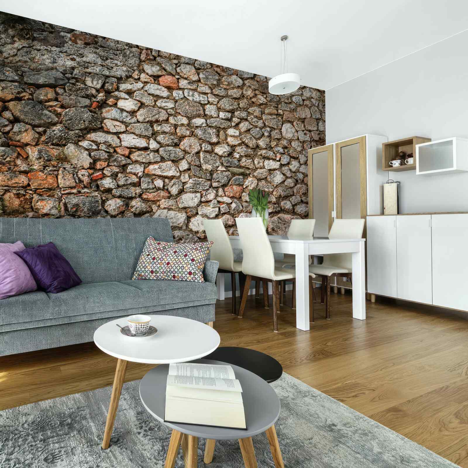 Papier peint mur antique en pierre multicolore