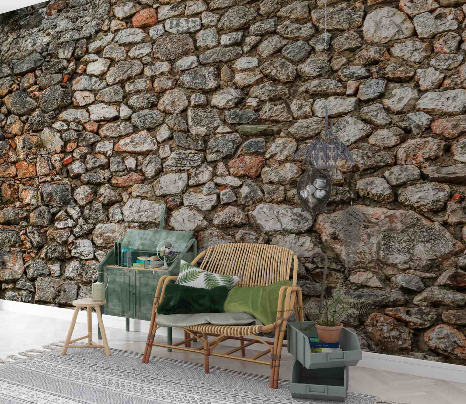 Papier peint mur antique en pierre multicolore